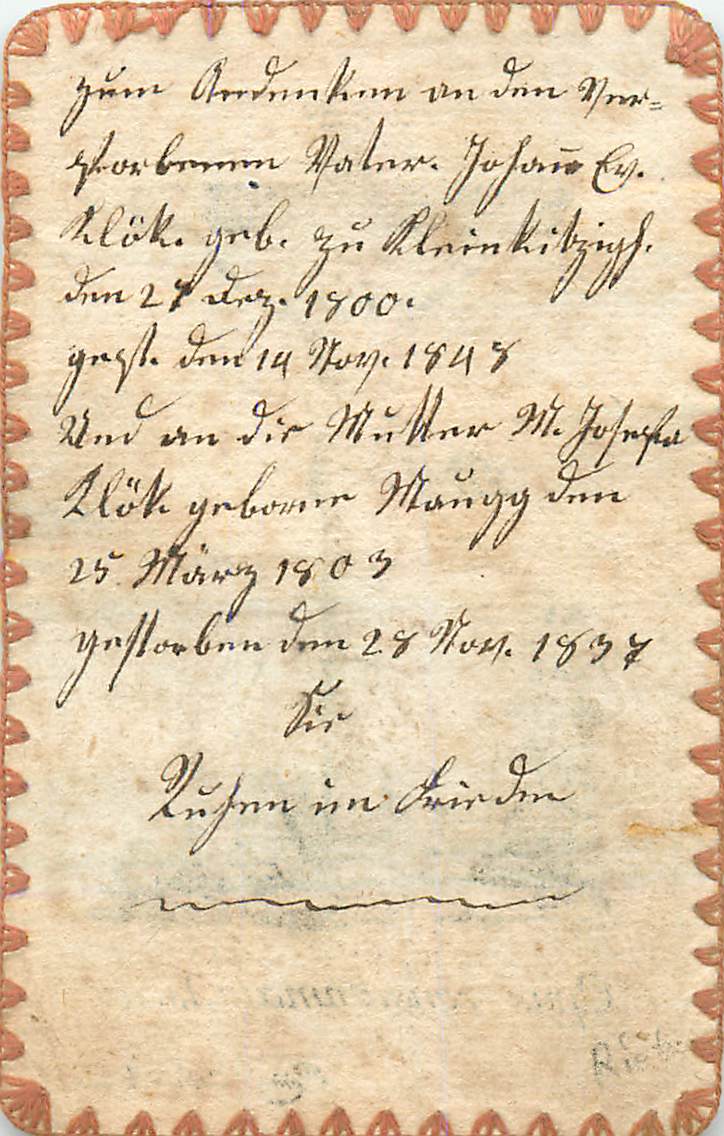 Sterbebild Klök Textseite